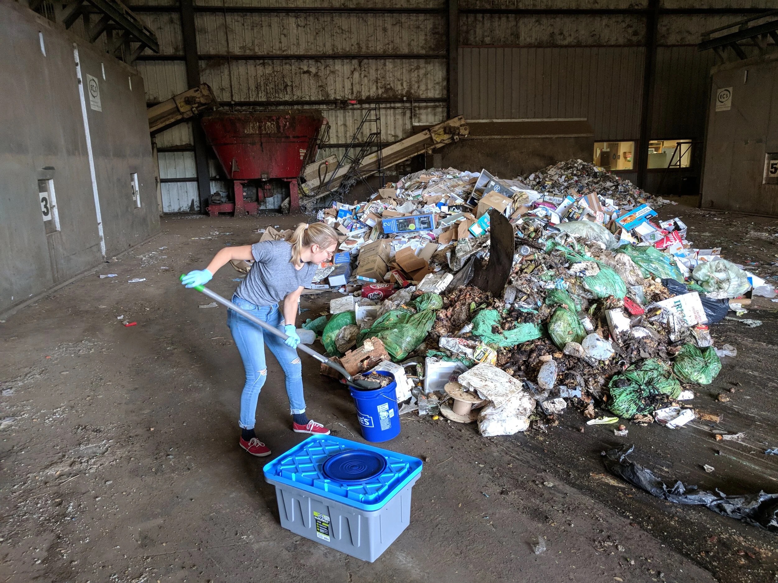 Sampling food waste and wastewater solids at a processing facility